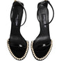 Dolce & Gabbana Black KEIRA Pearl Embellished Sandals Shoes