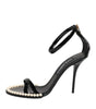 Dolce & Gabbana Black KEIRA Pearl Embellished Sandals Shoes