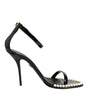 Dolce & Gabbana Black KEIRA Pearl Embellished Sandals Shoes