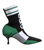 Dolce & Gabbana Green Stretch Sock Style Ankle Boots Shoes