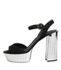 Dolce & Gabbana Black Crystal Ankle Strap Keira Sandal Shoes