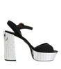 Dolce & Gabbana Black Crystal Ankle Strap Keira Sandal Shoes