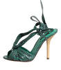 Sandales à talons en cuir python vert Dolce & Gabbana