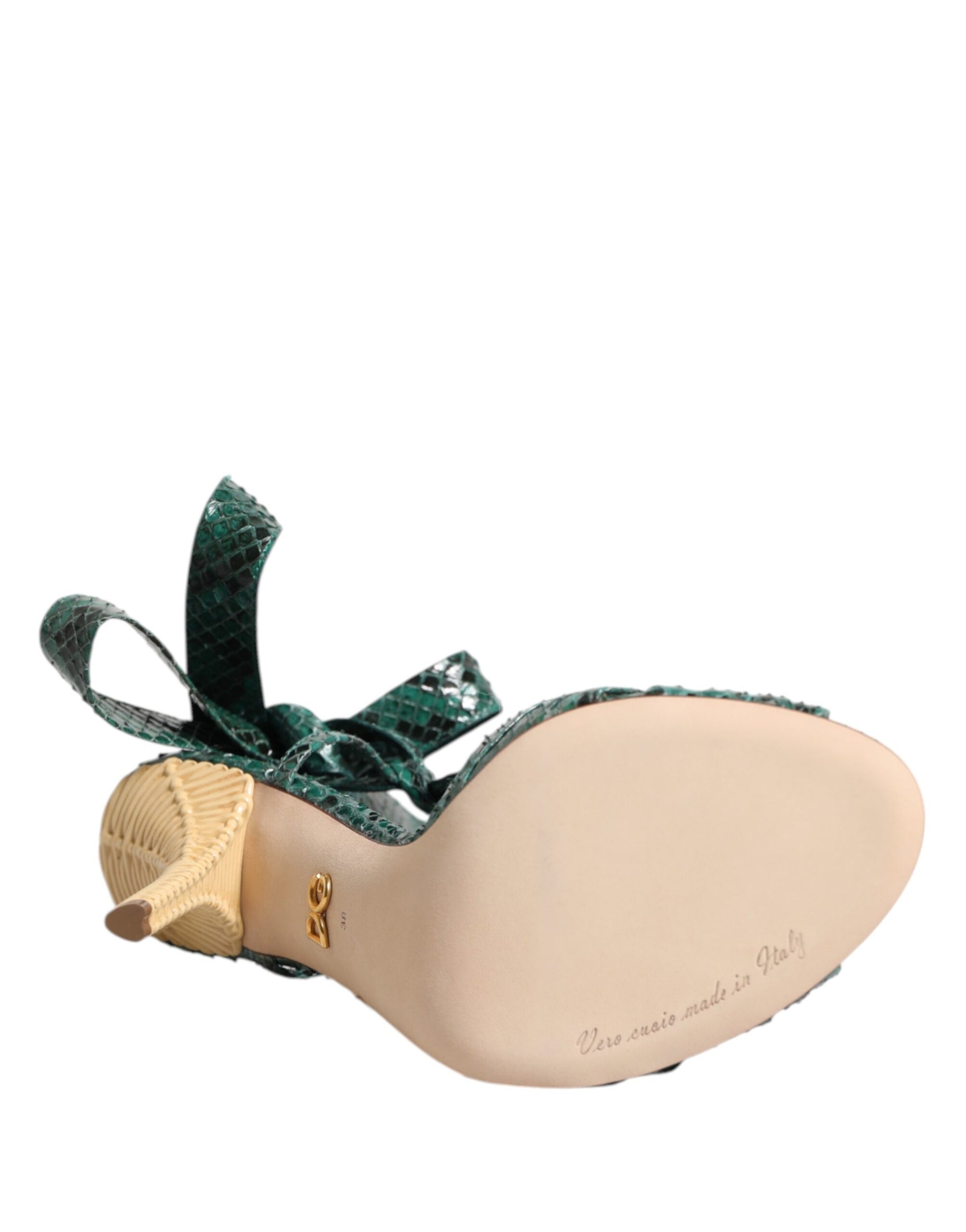 Sandales à talons en cuir python vert Dolce & Gabbana