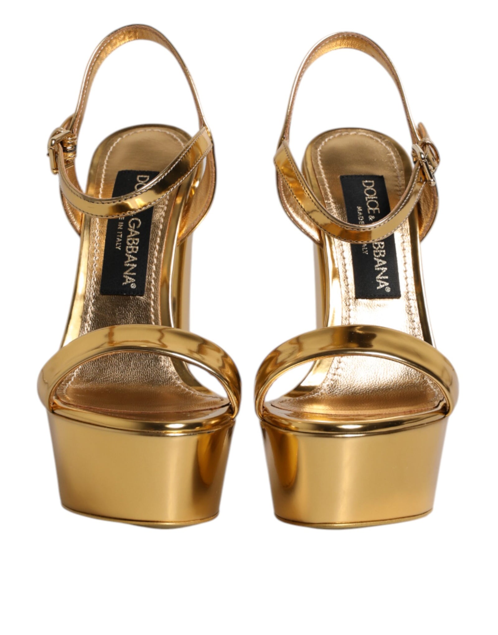 Sandales à plateforme en cuir doré Dolce &amp; Gabbana Keira