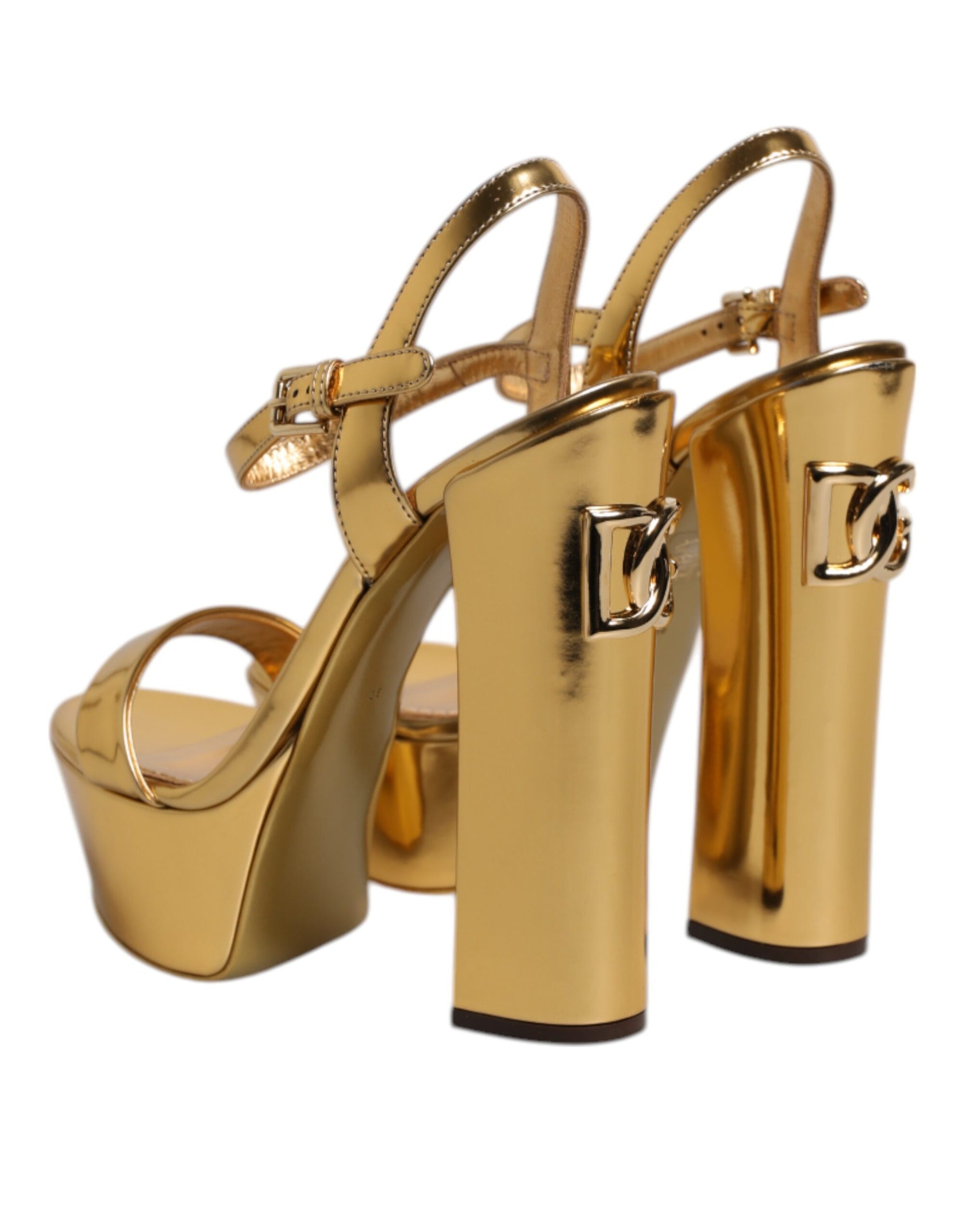 Sandales à plateforme en cuir doré Dolce &amp; Gabbana Keira