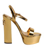Sandales à plateforme en cuir doré Dolce &amp; Gabbana Keira