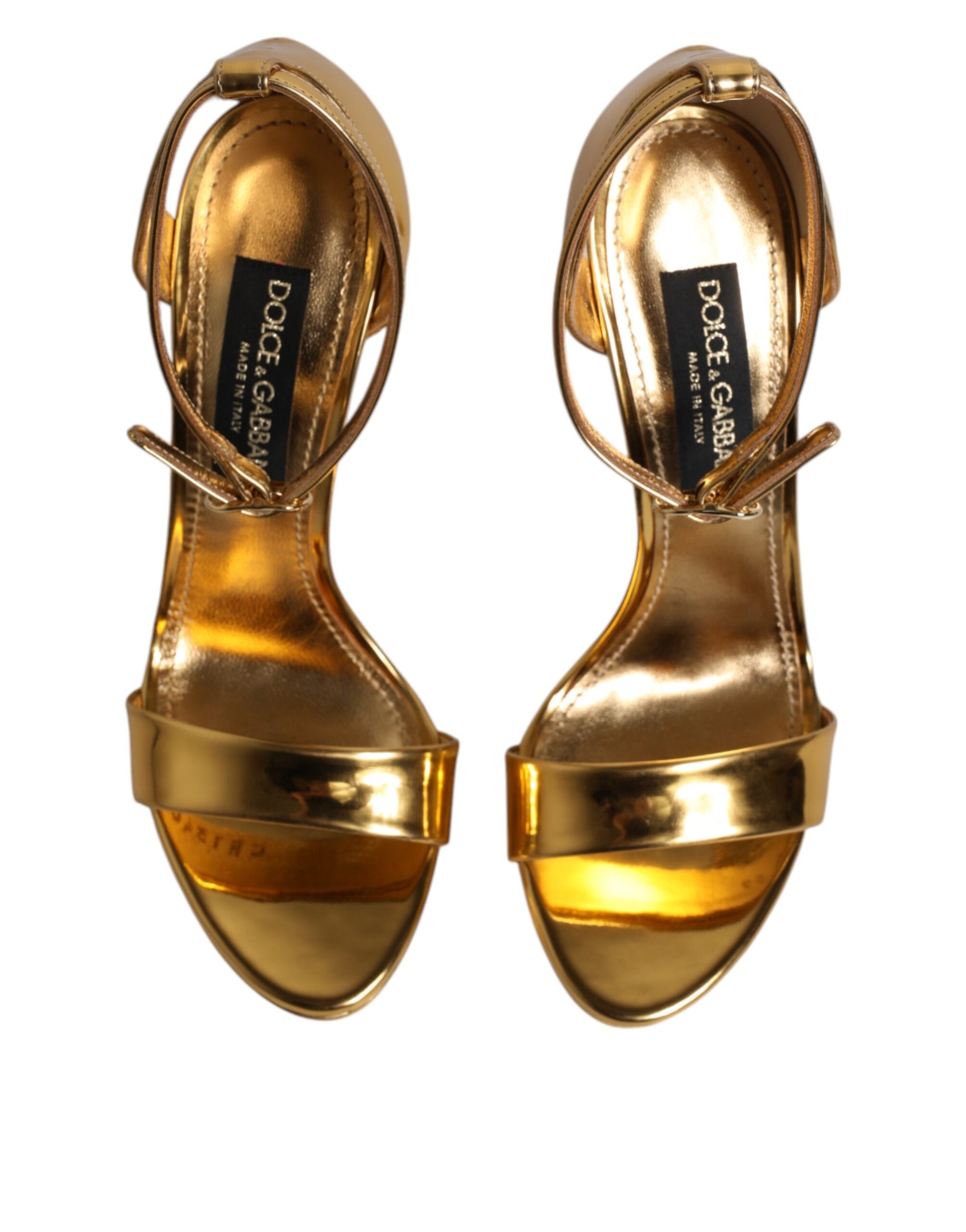 Sandales à plateforme en cuir doré Dolce &amp; Gabbana Keira