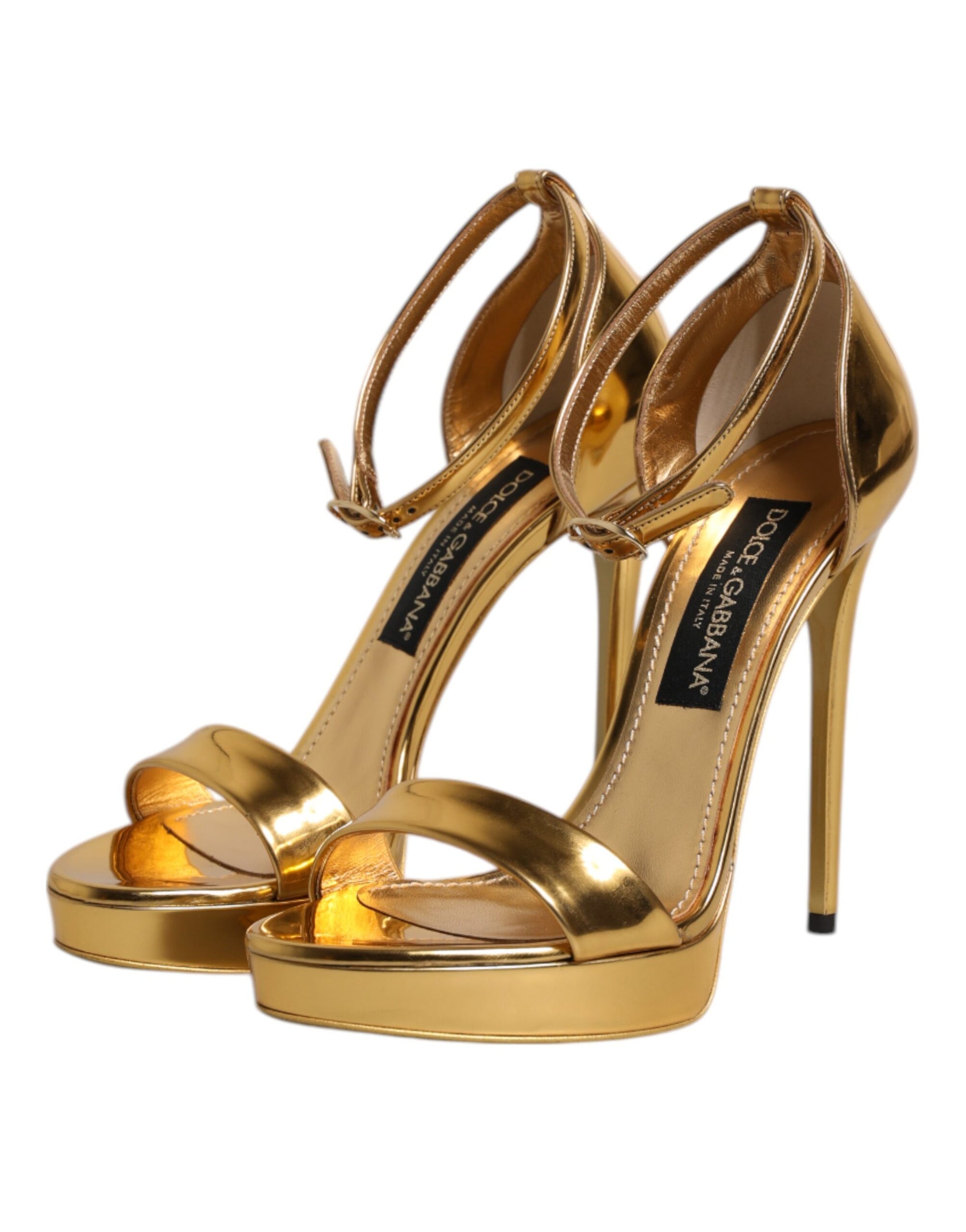 Sandales à plateforme en cuir doré Dolce &amp; Gabbana Keira