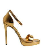 Sandales à plateforme en cuir doré Dolce &amp; Gabbana Keira