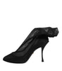Dolce & Gabbana Black Silk Stretch Mesh Sock Boots Shoes