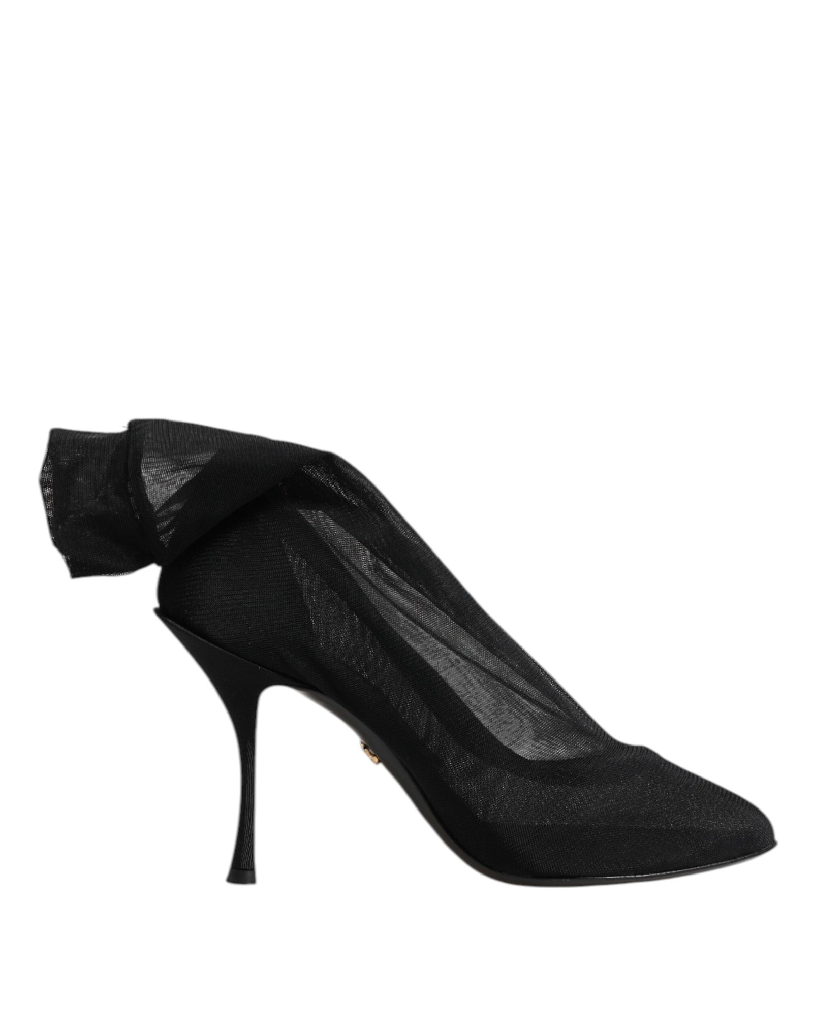 Dolce &amp; Gabbana Black Silk Stretch Mesh Sock Boots Shoes