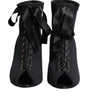 Dolce &amp; Gabbana Black Stiletto Heels Lace Up Boots Shoes