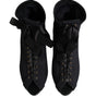 Dolce &amp; Gabbana Black Stiletto Heels Lace Up Boots Shoes
