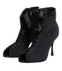 Dolce &amp; Gabbana Black Stiletto Heels Lace Up Boots Shoes