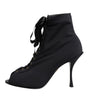 Dolce &amp; Gabbana Black Stiletto Heels Lace Up Boots Shoes