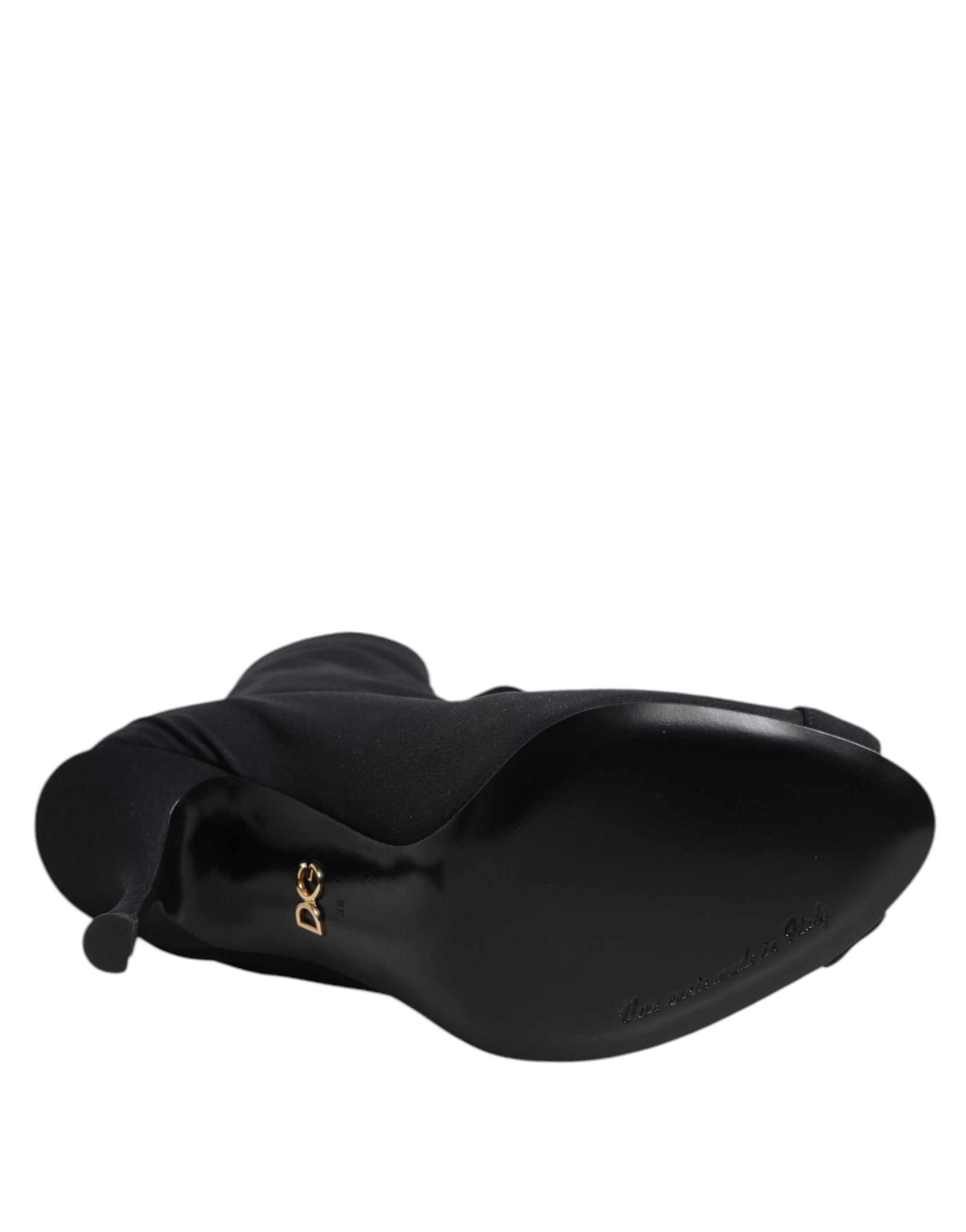 Dolce &amp; Gabbana Black Stiletto Heels Lace Up Boots Shoes