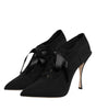 Dolce & Gabbana Black Lace Up Stiletto Heels Pumps Shoes