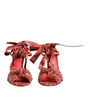 Dolce & Gabbana Coral Python Leather Heels Sandals Shoes