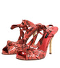 Dolce & Gabbana Coral Python Leather Heels Sandals Shoes
