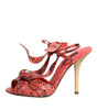 Dolce & Gabbana Coral Python Leather Heels Sandals Shoes