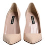 Dolce & Gabbana Beige Patent Leather Stiletto Heel Pumps Shoes