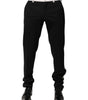 Dolce & Gabbana Black White Stripe Wool Men Trouser Pants