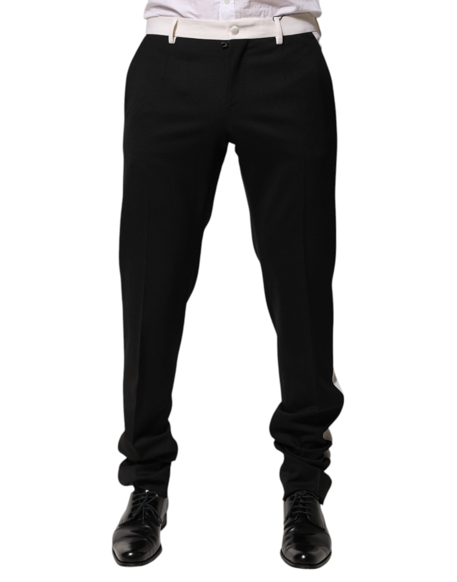 Pantalon en laine à rayures noires et blanches Dolce &amp; Gabbana pour homme