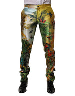 Pantalon skinny en soie imprimé forêt multicolore Dolce &amp; Gabbana pour homme