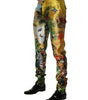 Pantalon skinny en soie imprimé forêt multicolore Dolce &amp; Gabbana pour homme