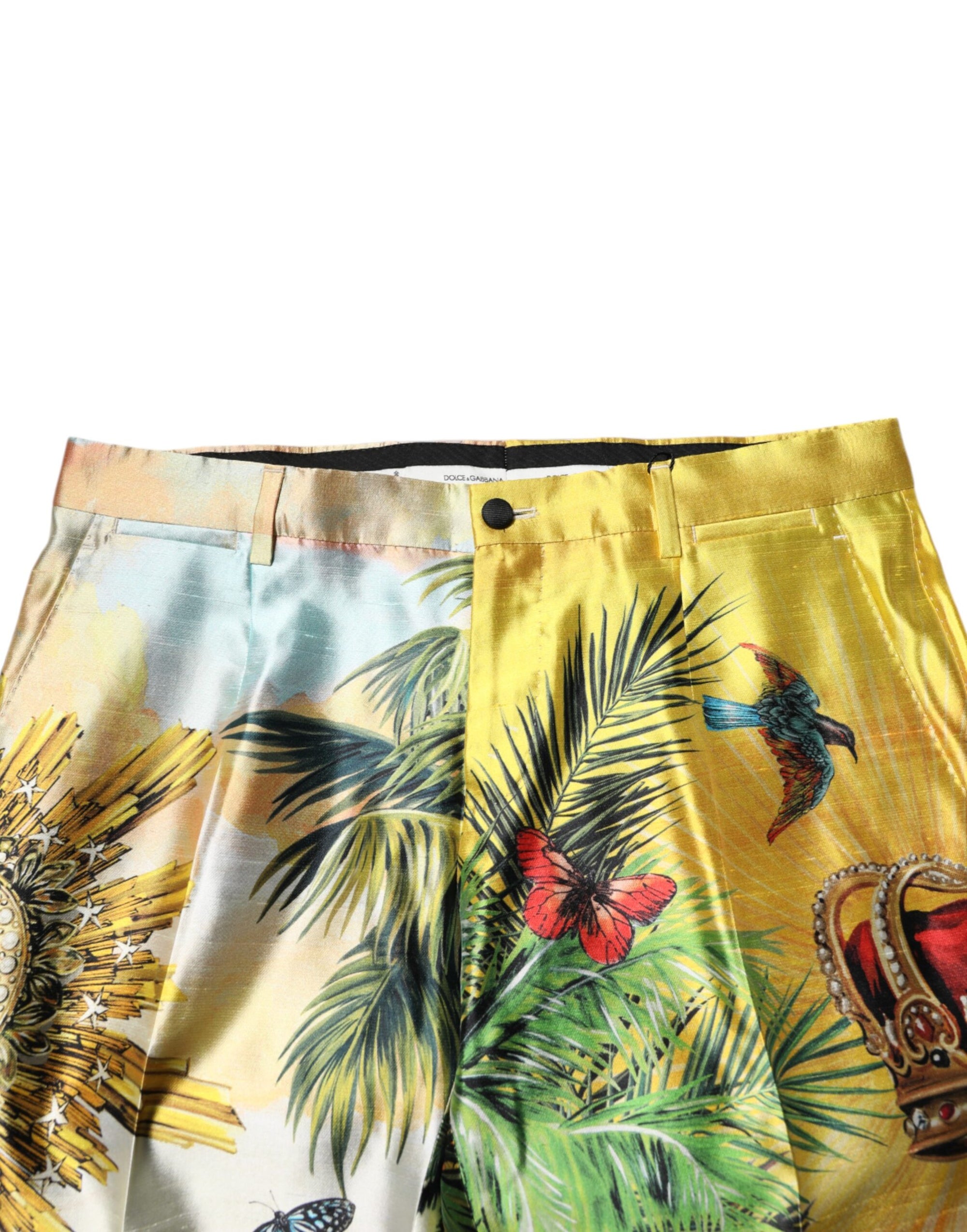 Pantalon skinny en soie imprimé forêt multicolore Dolce &amp; Gabbana pour homme