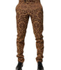 Dolce &amp; Gabbana Brown Floral Jacquard Men Skinny Trouser Pants
