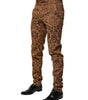 Dolce &amp; Gabbana Brown Floral Jacquard Men Skinny Trouser Pants