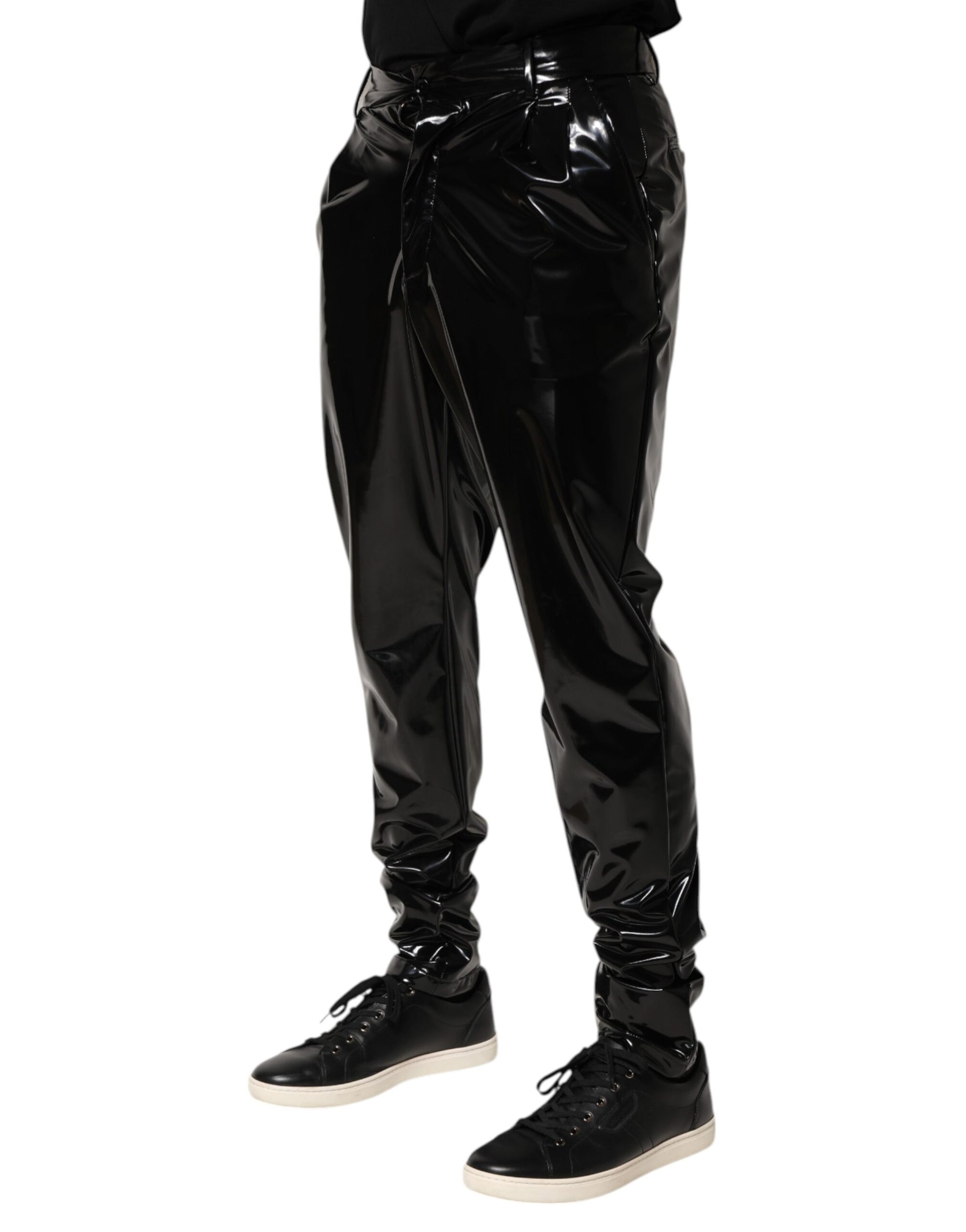 Pantalon taille moyenne en polyester noir Dolce &amp; Gabbana pour homme
