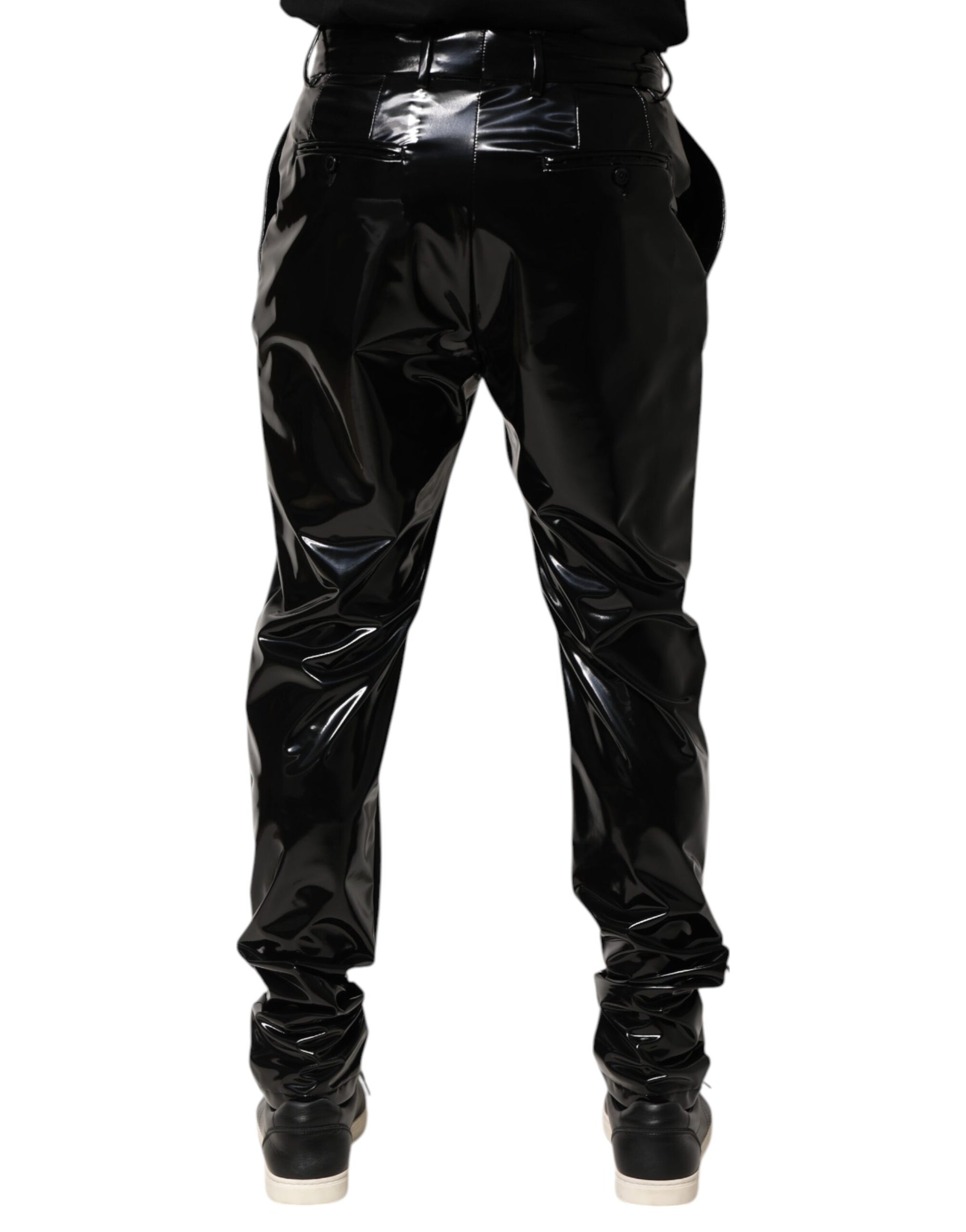 Pantalon taille moyenne en polyester noir Dolce &amp; Gabbana pour homme