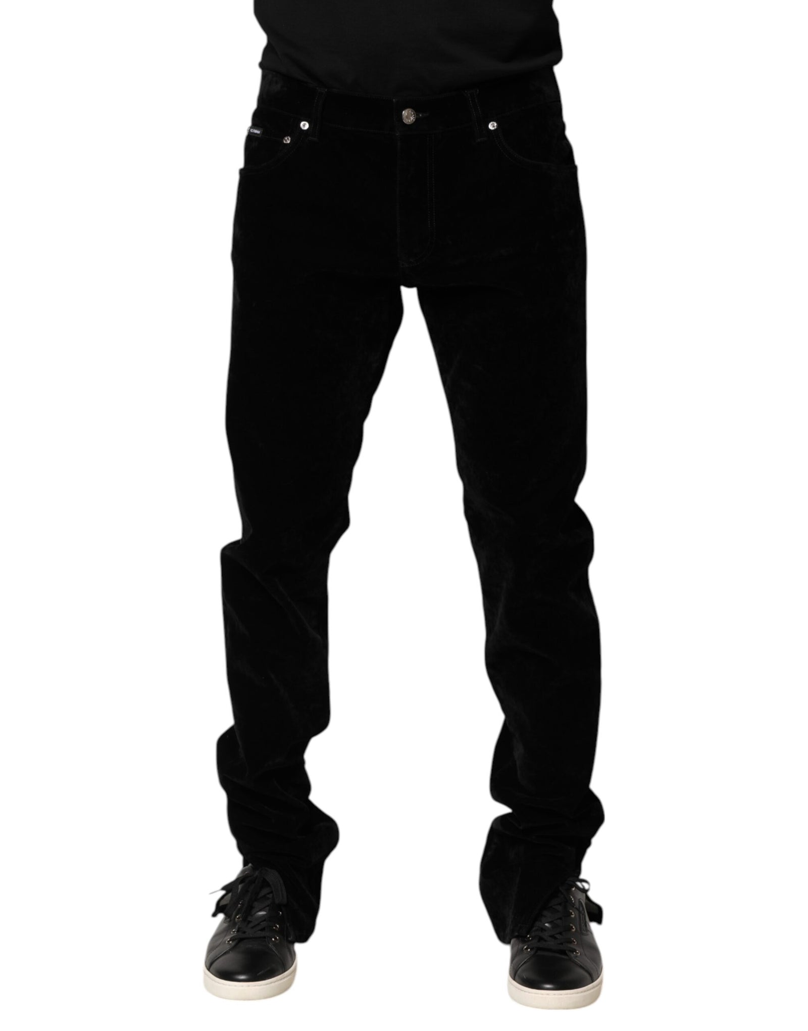 Pantalon habillé en coton noir Dolce &amp; Gabbana pour homme