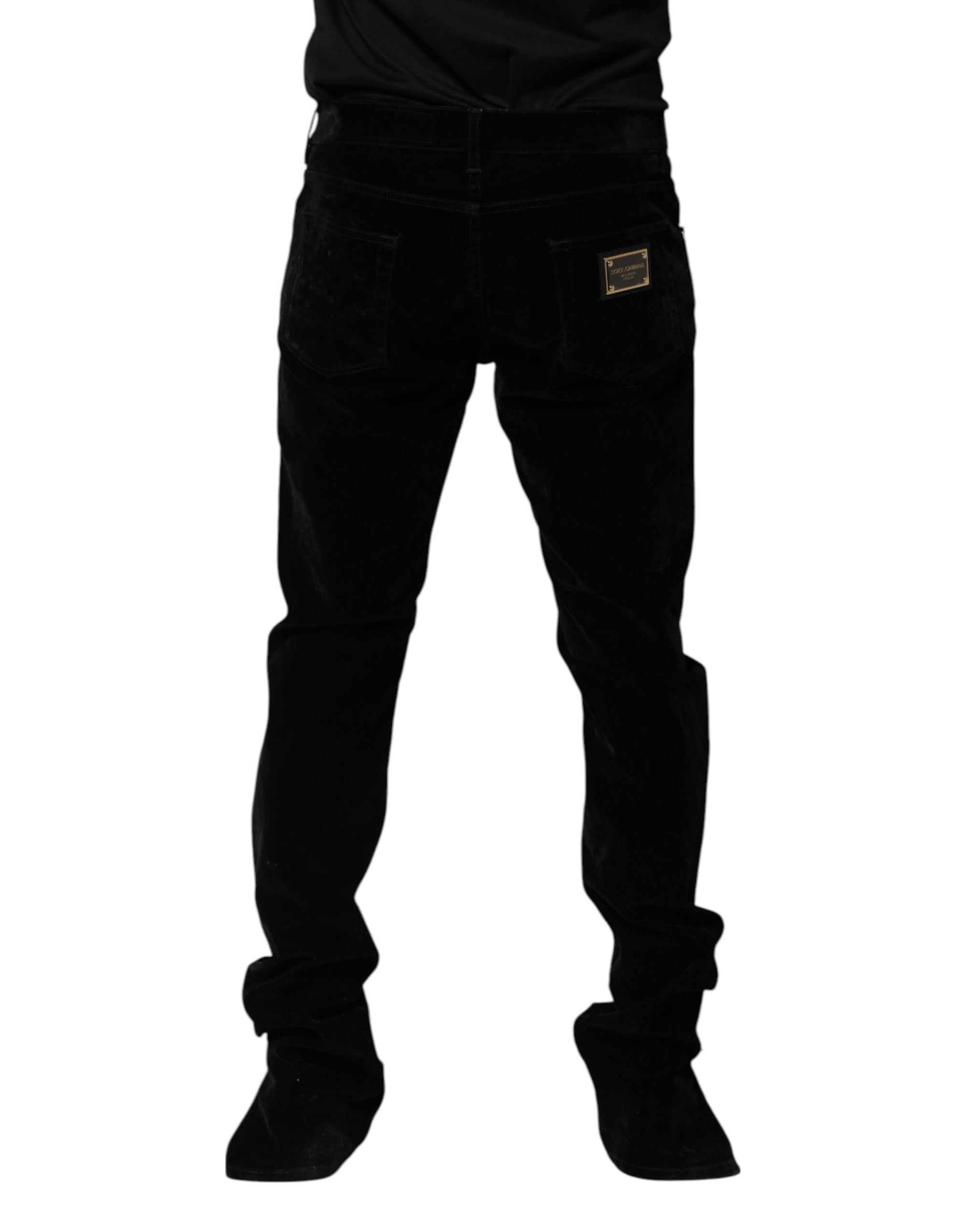 Dolce & Gabbana Black Cotton Men Dress Formal Trouser Pants