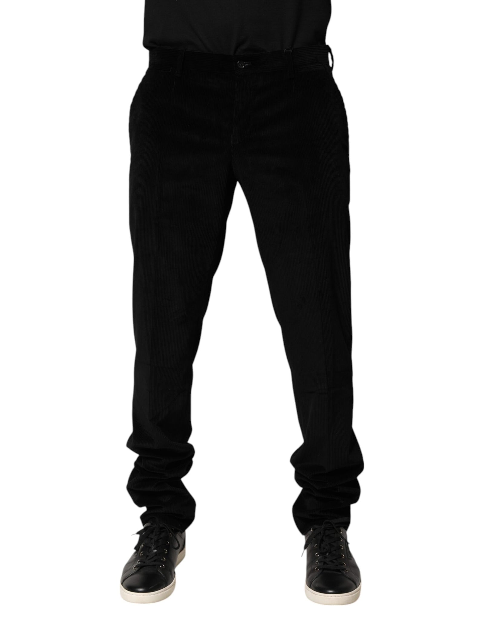 Pantalon habillé en coton noir Dolce &amp; Gabbana pour homme