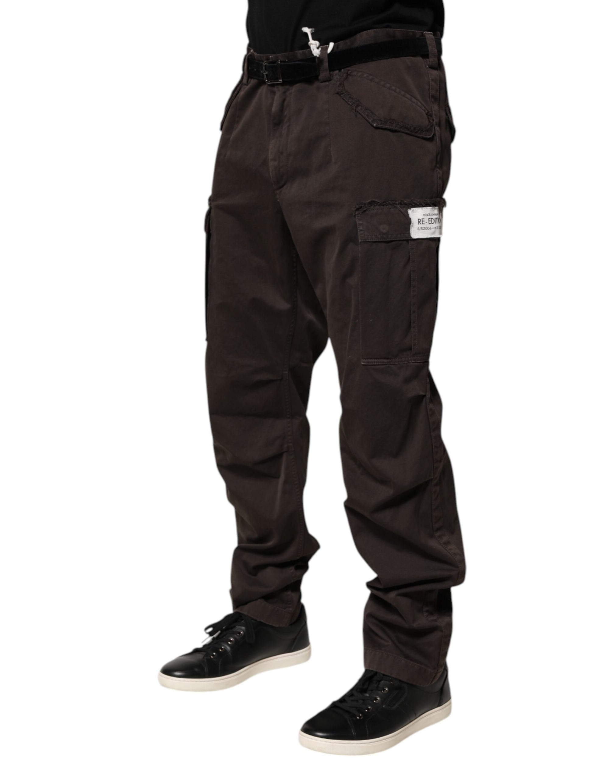 Pantalon cargo en coton stretch marron Dolce &amp; Gabbana pour homme