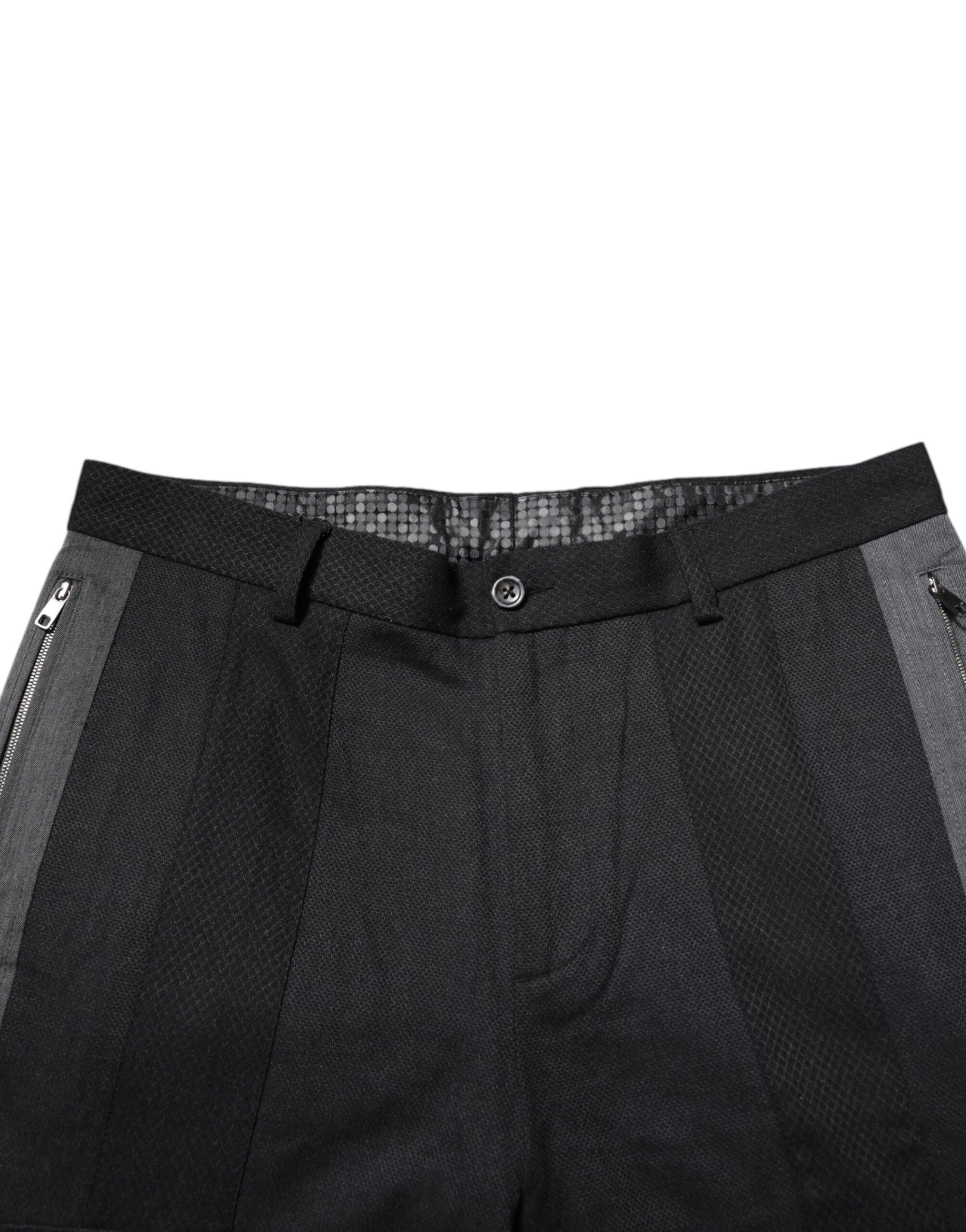 Pantalon habillé en coton noir et gris Dolce &amp; Gabbana