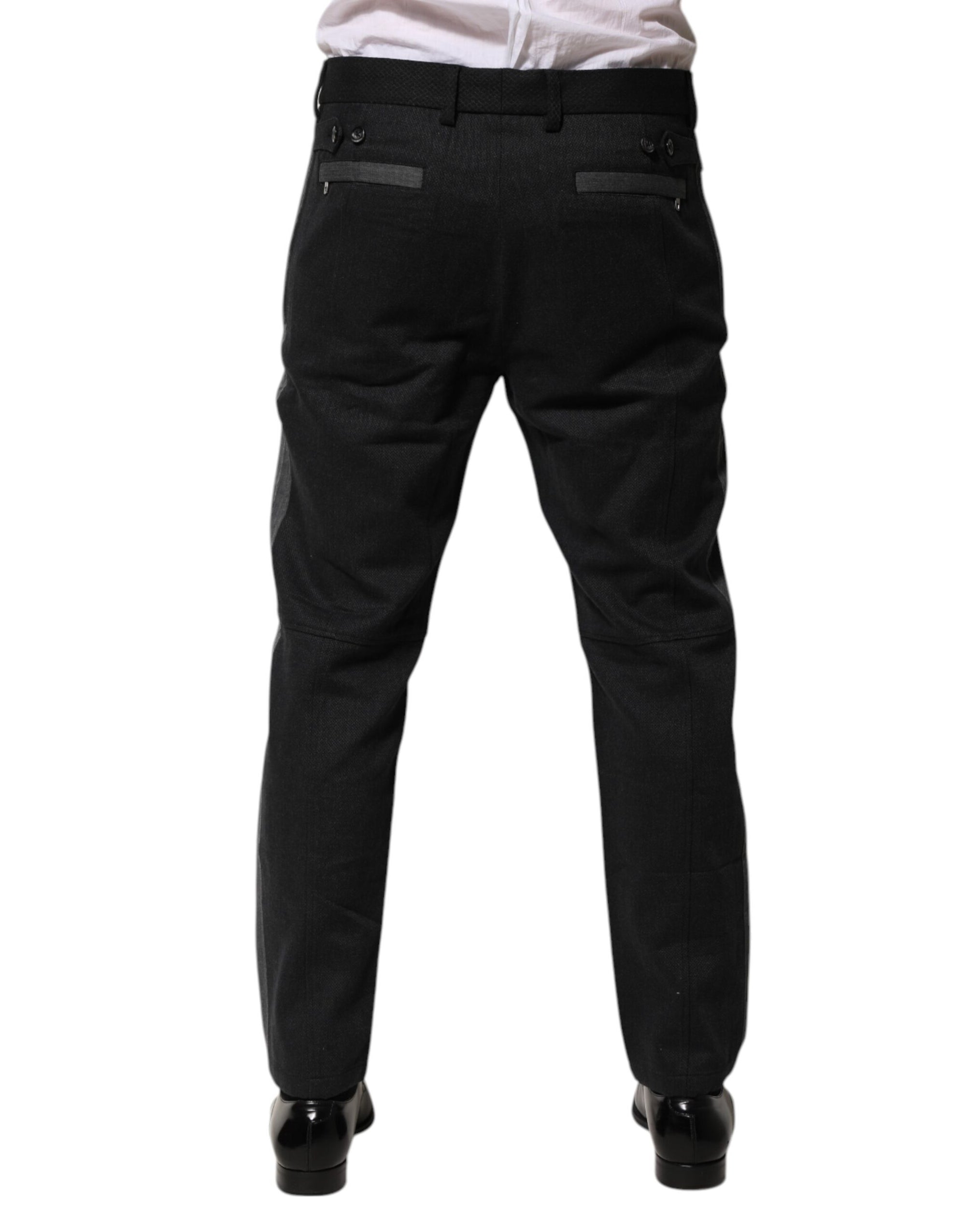 Pantalon habillé en coton noir et gris Dolce &amp; Gabbana