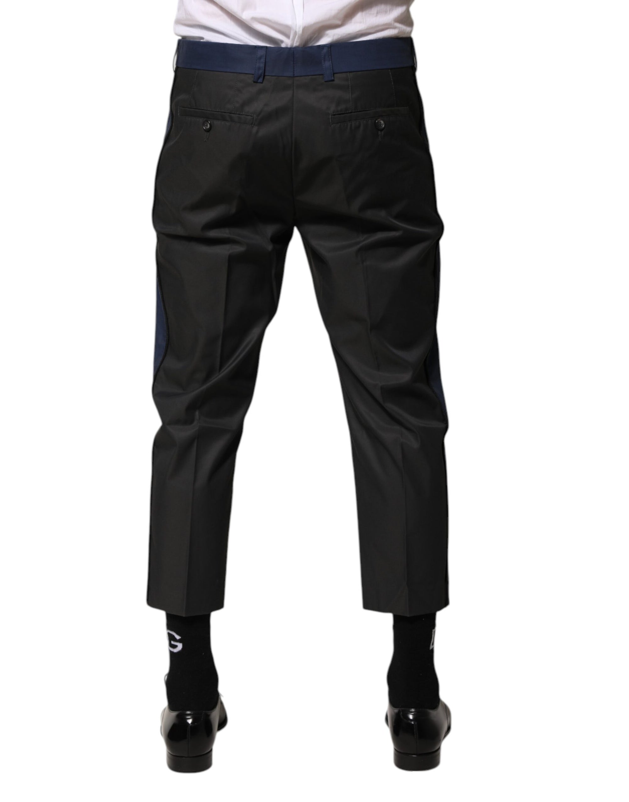 Dolce & Gabbana Gray Blue Cotton 3/4 Chinos Crop Trouser Pants