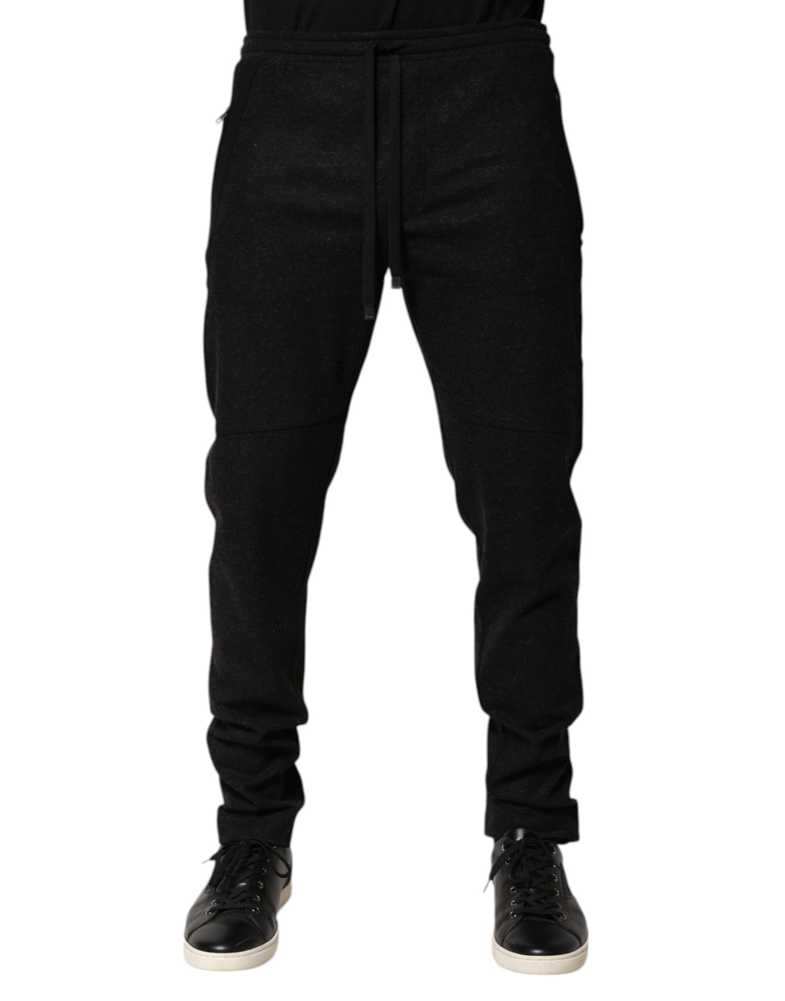 Pantalon de jogging en laine mélangée noir chiné Dolce &amp; Gabbana