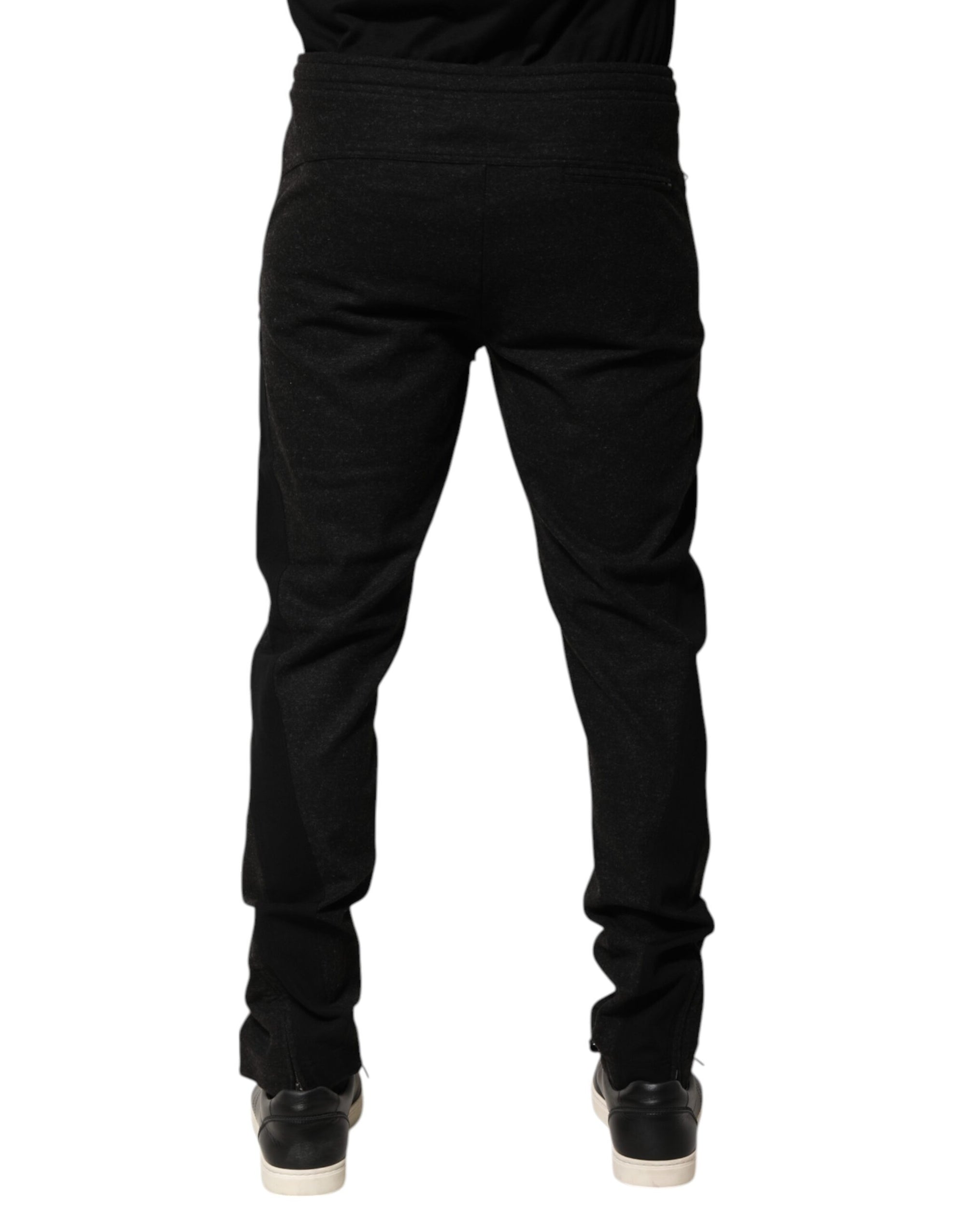 Pantalon de jogging en laine mélangée noir chiné Dolce &amp; Gabbana