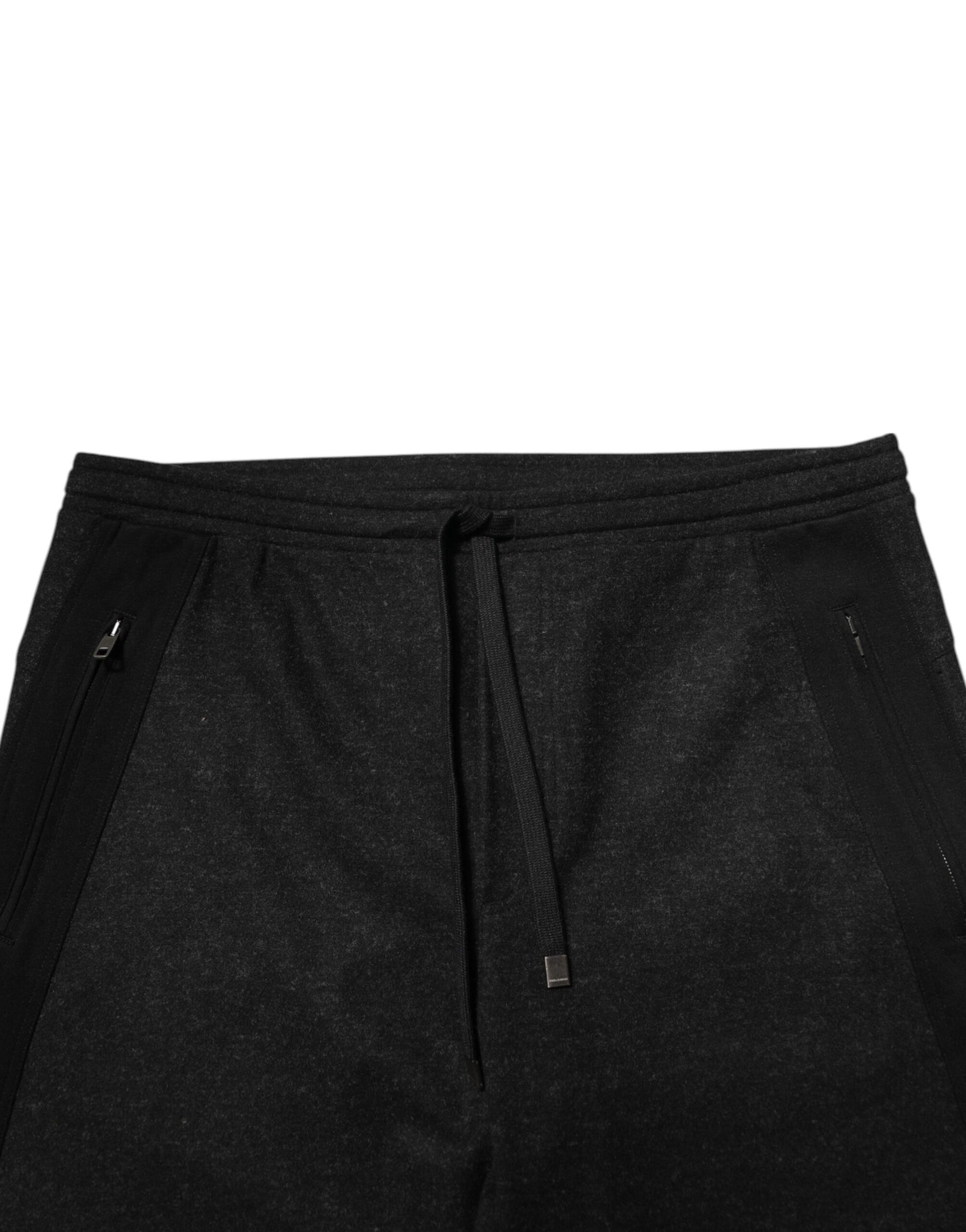 Pantalon de jogging en laine mélangée noir chiné Dolce &amp; Gabbana
