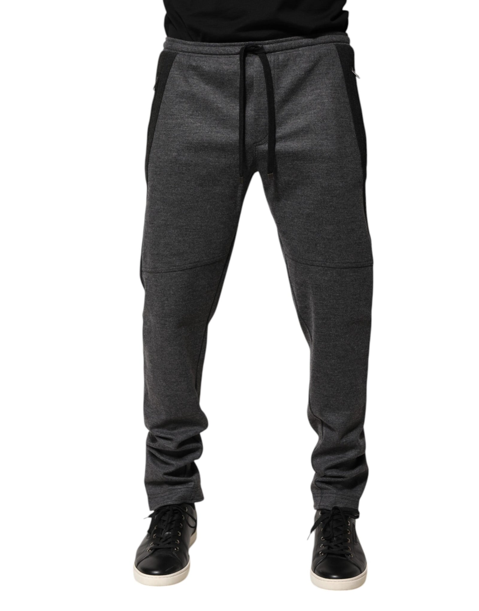 Pantalon de jogging en laine mélangée gris noir Dolce &amp; Gabbana