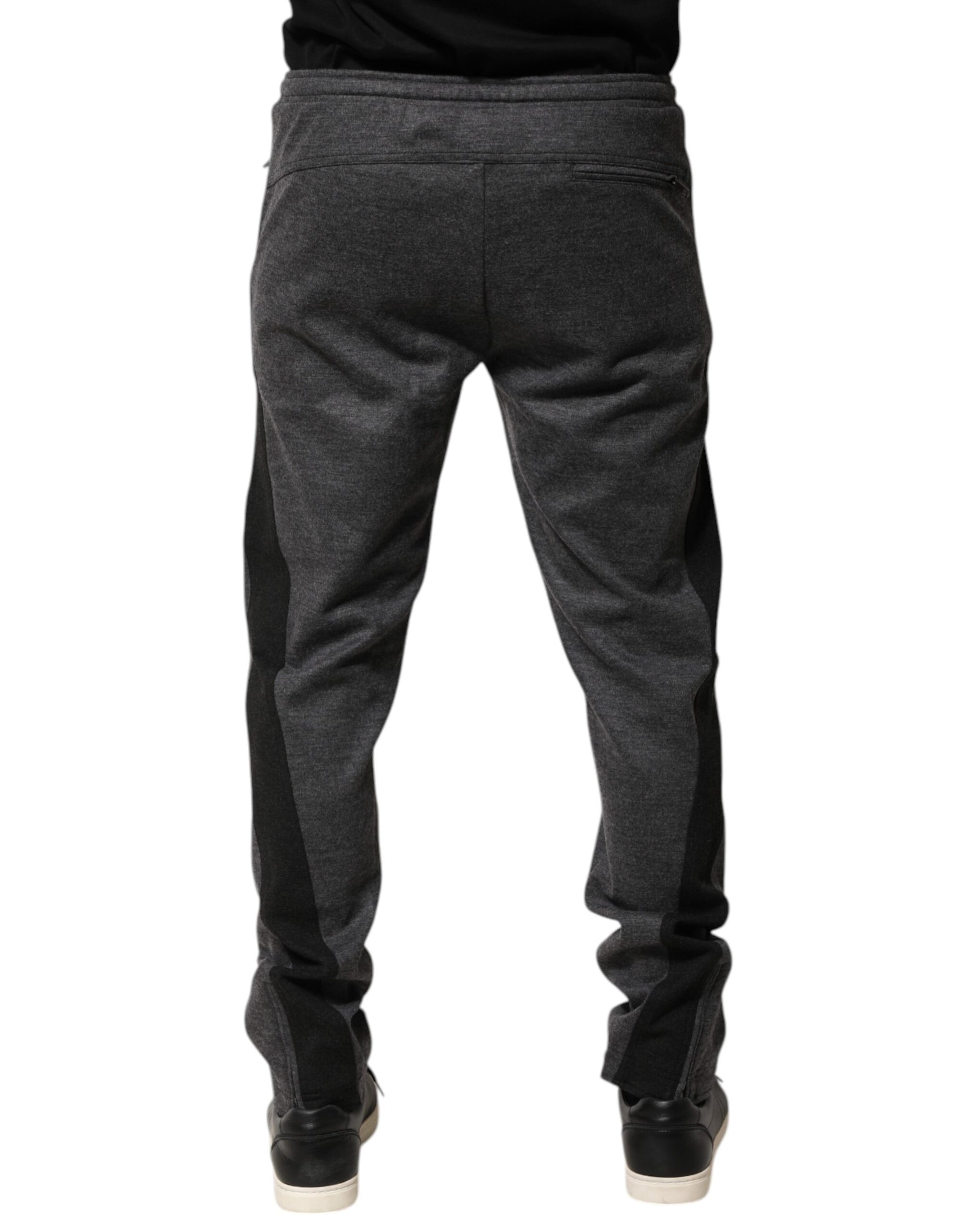Pantalon de jogging en laine mélangée gris noir Dolce &amp; Gabbana