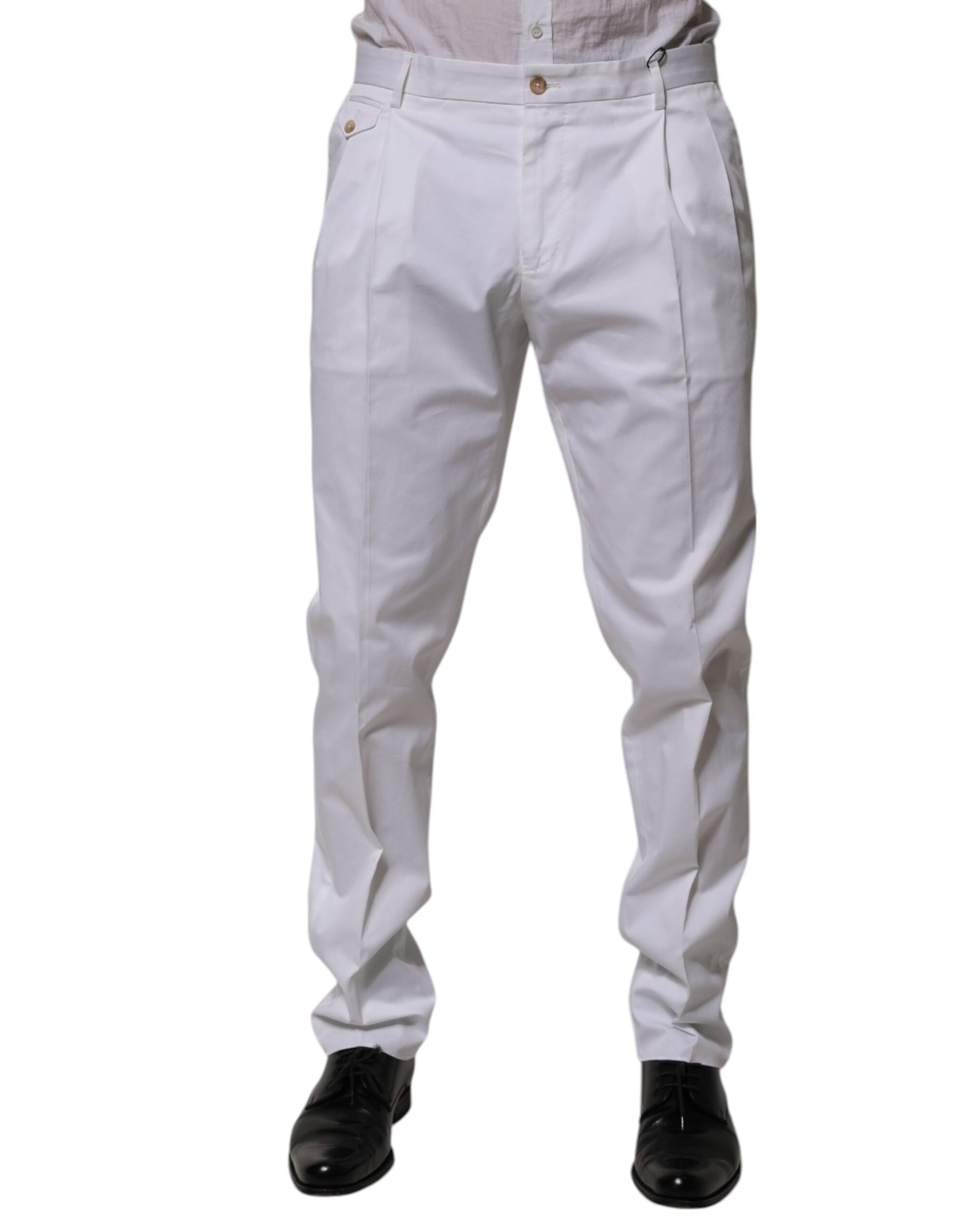 Pantalon habillé slim en coton blanc Dolce &amp; Gabbana