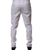 Dolce & Gabbana White Cotton Dress Slim Formal Trouser Pants