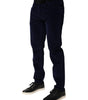 Pantalon fuselé habillé en coton bleu marine Dolce &amp; Gabbana